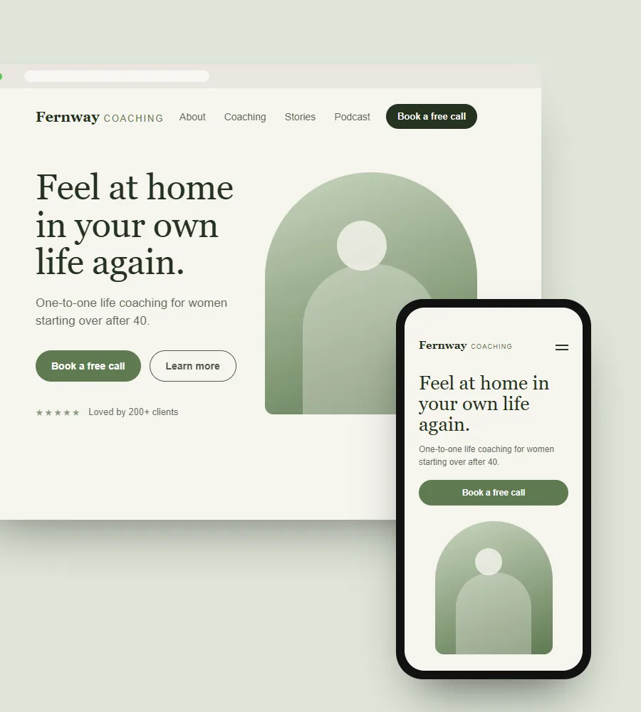 Fernway Coaching website on laptop and phone
